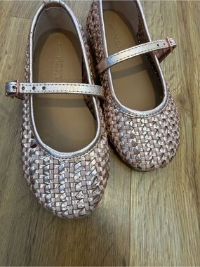 NEXT kids Rose Gold Woven Mary Jane Shoes